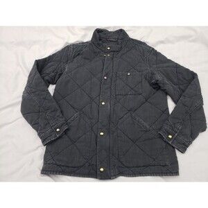 J Crew Outerwear Diamond Quilted SUSSEX Jacket Gray Mens Med Zip Snap PrimaLoft